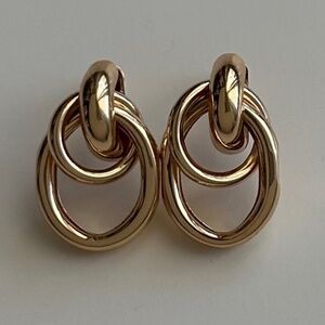 Gold tone door knocker style earrings for pierced ears